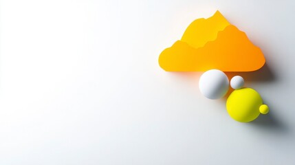 Colorful Abstract Shapes with Cloud and Sphere on White Background