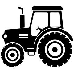 tractor black silhouette vector, Simple silhouette Design vector icon with white background.