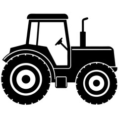 tractor black silhouette vector, Simple silhouette Design vector icon with white background.