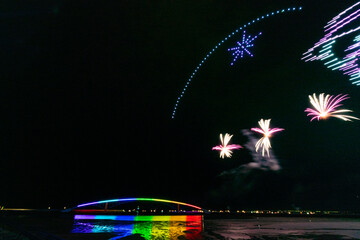 The Penghu Fireworks Festival transforms the night sky into a dazzling masterpiece of bursting colors and radiant lights. Brilliant fireworks explode in intricate patterns, casting shimmering