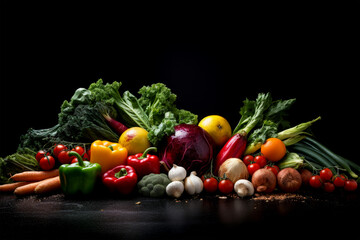 vegetables fresh on black background