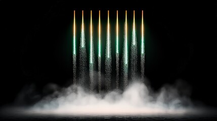 Abstract Light Beams  Glowing Lines  Smoke  Dark Background  Cinematic Lighting  Particle