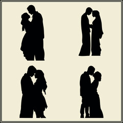 Silhouette of People Hugging