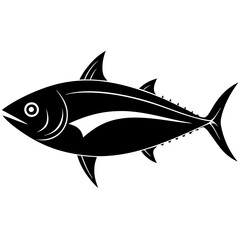 tuna fish black silhouette vector, Simple silhouette Design vector icon with white background.