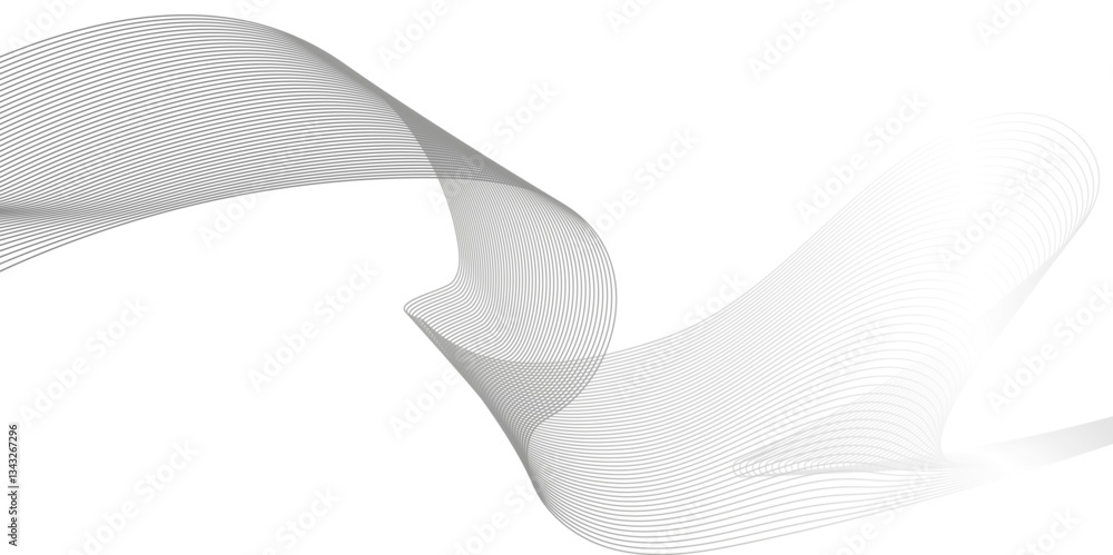 Poster abstract curved wavy lines futuristic motion background technology. modern line abstract gray and wh