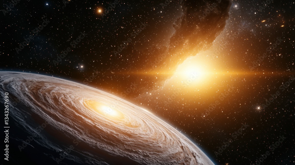 Poster vast expanse of cosmos with mysterious nebula and cosmic phenomena in space environment