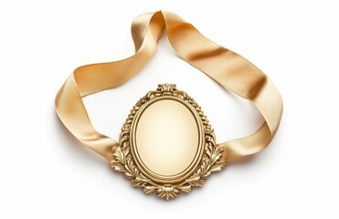 Meticulously designed collection of gold medals for competition winners, featuring plain background for use in design projects, advertisements or recognition certificates.
