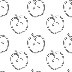 Simple outlined apple pattern on white background for design and decor projects
