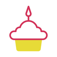 Whimsical Cupcake Icon with Single Lit Candle