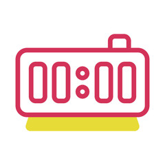 The Red Alarm Clock Shows Exactly Midnight Time