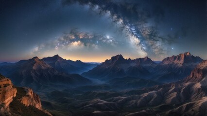 Naklejka premium A panoramic view of a night sky filled with countless stars,