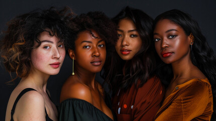 Obraz premium Four women with diverse skin tones
