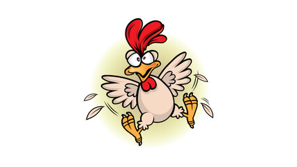 Cute flying chicken cartoon