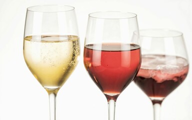 Close-up of Red, White, and Ros&eacute; Wine in Elegant Glasses for a Sophisticated Wine Experience