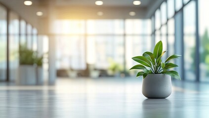 Modern office space with plant