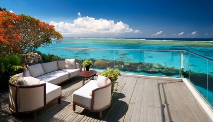 Fototapeta premium sophisticated lounge with coral reef views