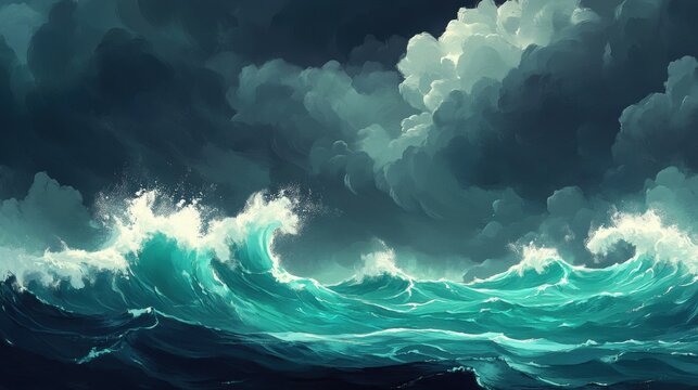 Olas del mar turbulentas