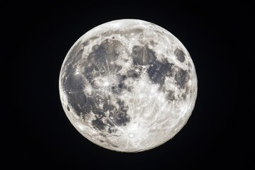 Fototapeta premium Full moon illuminating the night sky in vivid detail.