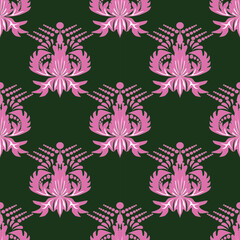 seamless floral damask pattern design created a digital graphic style it showcases pink flowers petals  arranged in a repetitive use in fabric wallpaper background textile home decor