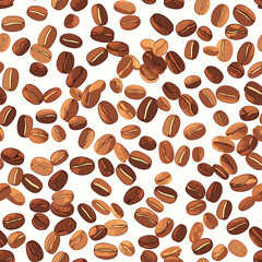 Obraz premium seamless pattern Realistic and artistic illustrations of coffee beans, brewing equipment, coffee cups for background or wallpaper