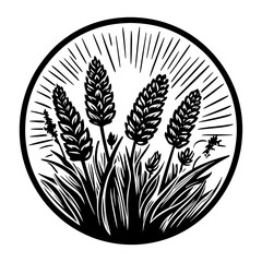 Fototapeta premium Floriculture farm illustration black white vector