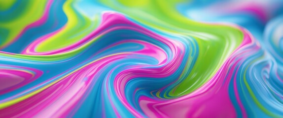 Obraz premium Abstract neon marbled texture with bright acid colors and smooth fluid swirls.