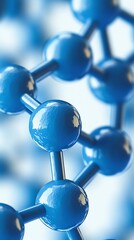 Molecular structure, detail, study, blue spheres, science research background