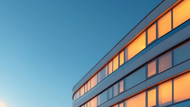 Modern Building Exterior at Dusk with Illuminated Windows