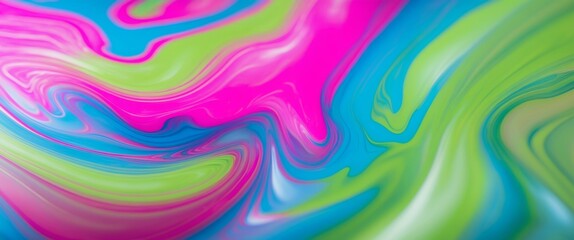 Fototapeta premium Abstract neon marbled texture with bright acid colors and smooth fluid swirls