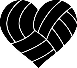 Four Black Hearts Designed Like Volleyballs Showing Love for Volleyball