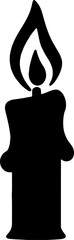 A Simple Black Silhouette of a Burning Candle with a Wavy Flame