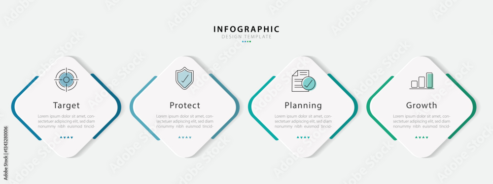 Poster infographic template. 4 step timeline journey, flat simple infographics design template. presentatio
