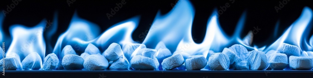 Poster blue flames dancing on a dark background a captivating abstract image with copy space