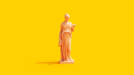 Hebe Greek Mythology Goddess of Youth Yellow Background Statue 3D Illustration