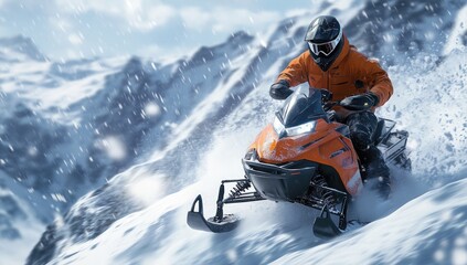 Snowmobile Adventure in Mountains