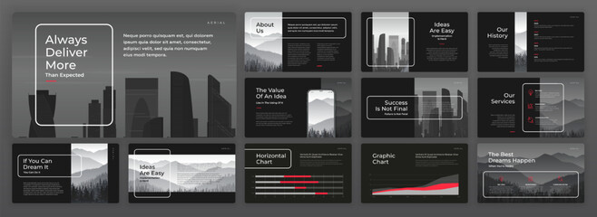 Creative Powerpoint presentation template. Modern presentation background, brochure cover design, pitch deck, proposal, agenda, annual report, Google slides, company profile, brand guidelines.