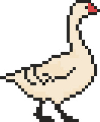 Obraz premium 8 bit goose icon. Pixel art object. Old school vintage game graphic.