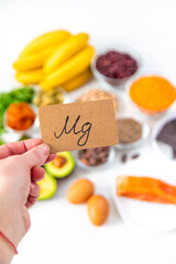 Various products containing magnesium. Selective focus.