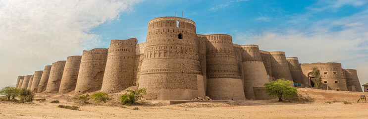 Panoramic view at the Bastions of Derawar fort in Cholistan desert, Pakistan