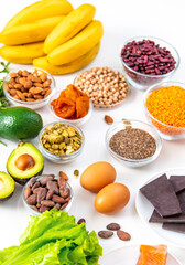 Various products containing magnesium. Selective focus.