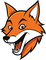 Obraz premium A lively open-mouth fox mascot logo, featuring sharp teeth, vibrant orange fur, and an energetic expression. Perfect for bold, adventurous brands or sports teams.