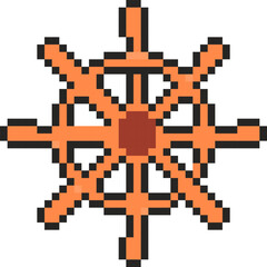 Steering wheel icon. Pixel art object in 8 bit style. Retro 80s,90s video game graphics.