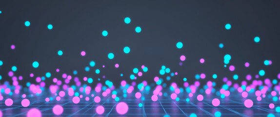 Abstract Technology Background with Glowing Blue and Purple Dots