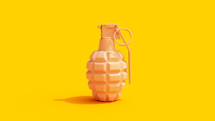 Grenade War Yellow Flesh Tones Yellow Background 3D Illustration