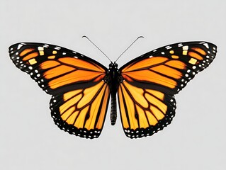 Fototapeta premium Monarch butterfly, wings open, on white background