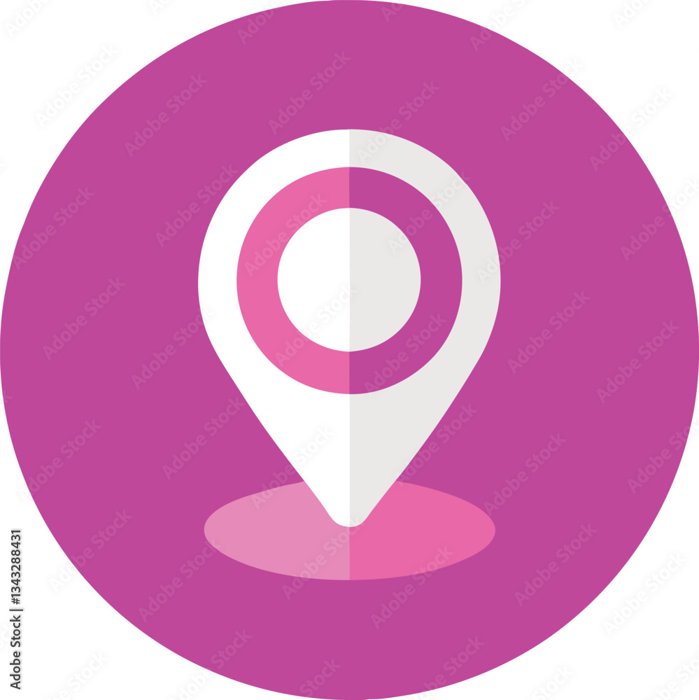 Poster pink map pointer icon, a 3d vector illustration symbol for business web target