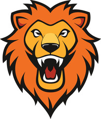 A fierce open-mouth lion mascot logo with sharp teeth and a roaring expression. Majestic, bold, and full of energy, ideal for sports teams or powerful brand identities.