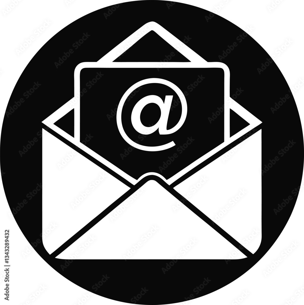 Poster this vector illustration shows an e-mail icon as an envelope with the email symbol, representing int