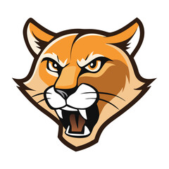 A fierce cougar roaring, showcasing sharp teeth and intense eyes. This dynamic mascot logo captures strength, agility, and power, perfect for sports teams or bold brands.