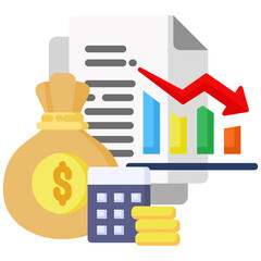 Budget Deficit icon in Flat Color Style. Simple Vector Design. Simple Vector Flat Icon